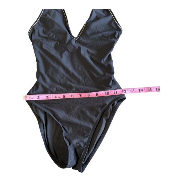 J.Crew Vintage Swimsuit One Piece Retro Black Bathing Suit Tie Straps Size 0 - Picture 4 of 6
